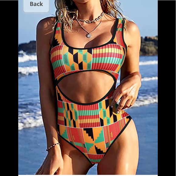 Ekouaer Other - Ekouaer Cut Out Tribal Hollow Out Keyhole Print One Piece Swimsuit XXL